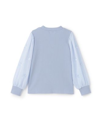 音符ネックレス刺しゅう 袖シフォン テレコTシャツ 6063207