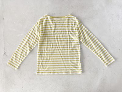 ガーゼボーダーボートネックカットソー GAUZE BORDER