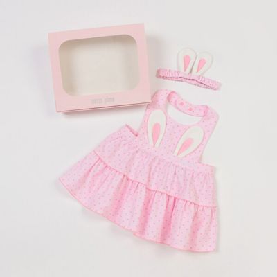 ＜mezzo piano (Baby&Kids)＞オリジナルボックスつき　うさ耳エプロン＆ヘアバンドセット