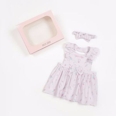 ＜mezzo piano (Baby&Kids)＞オリジナルボックスつき　ローズつぼみ柄エプロン＆ヘアバンドセット