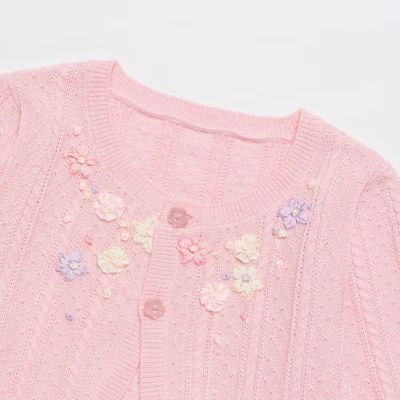 リボン刺繍ニットボレロ