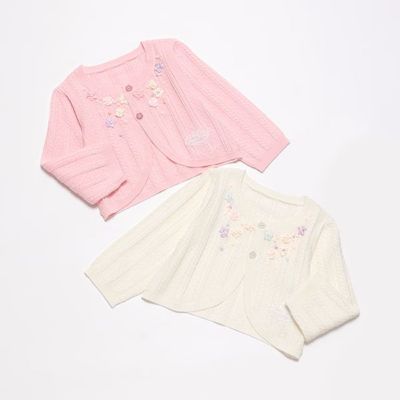 リボン刺繍ニットボレロ