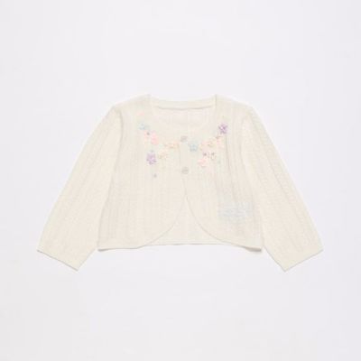 リボン刺繍ニットボレロ