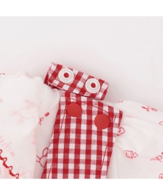 ウサギマスコットつきギンガムエプロン ロンパース 6261561