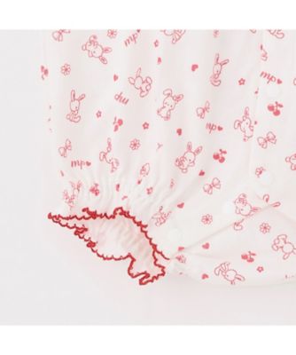 ウサギマスコットつきギンガムエプロン ロンパース 6261561