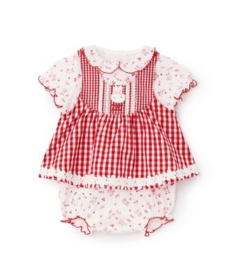 ウサギマスコットつきギンガムエプロン ロンパース 6261561