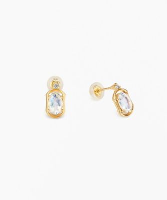＜festaria bijou SOPHIA (Women)＞Ｋ１８ＹＧムーンストーンダイヤモンドピアス　６２６２４－４２１２６００００