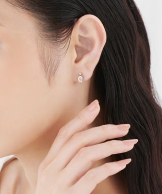 ピアス 18YG ムーンストーンダイヤモンドピアス-