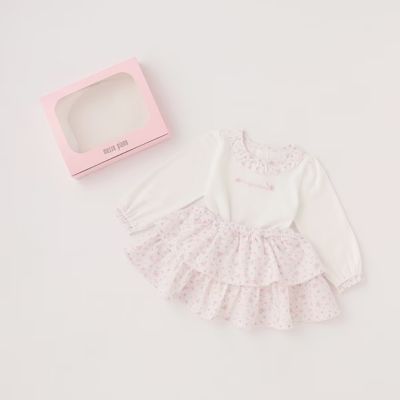 ＜mezzo piano (Baby&Kids)＞オリジナルボックスつき　小バラ柄　長袖Ｔシャツ＆スカートブルマセット