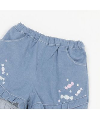 裾フリル　キャンディ刺しゅうショートパンツ