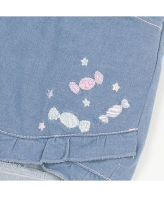 裾フリル　キャンディ刺しゅうショートパンツ