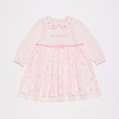 ＜mezzo piano (Baby&Kids)＞ローズつぼみ柄　ドッキングワンピース