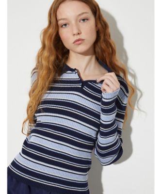 ロクスタ ストライプ ポロネック ニット 6361146102