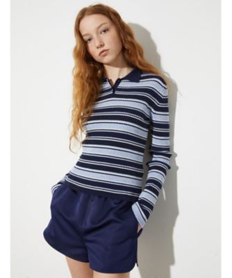 ロクスタ ストライプ ポロネック ニット 6361146102