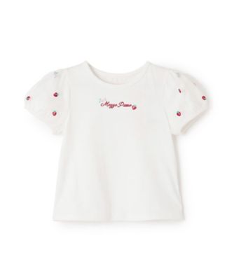 ＜mezzo piano (Baby&Kids)＞イチゴ刺しゅうチュール袖　Ｔシャツ　６３６１２０６