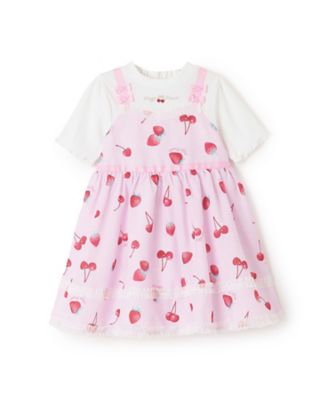 イチゴチェリードット柄 ドッキングワンピース＆ブルマセット