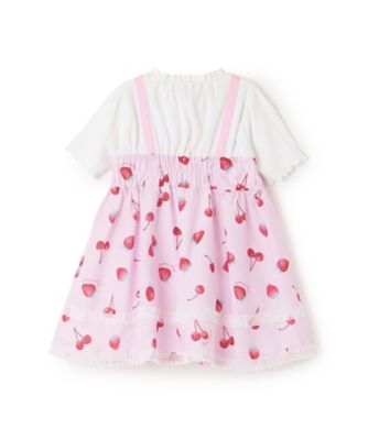 イチゴチェリードット柄 ドッキングワンピース＆ブルマセット