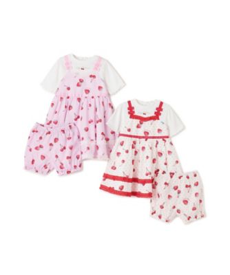 イチゴチェリードット柄 ドッキングワンピース＆ブルマセット