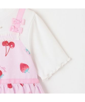 イチゴチェリードット柄 ドッキングワンピース＆ブルマセット