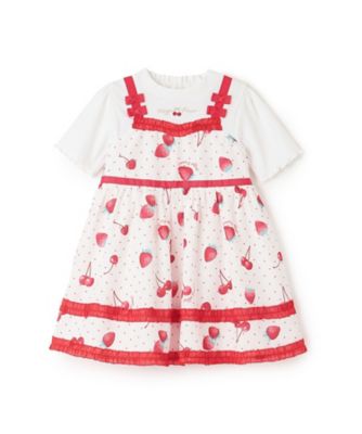 イチゴチェリードット柄 ドッキングワンピース＆ブルマセット