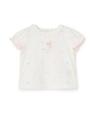 メゾピアノ 半袖 Tシャツ うさぎ パフェ キャンディ 90cm ウサギマスコットつき リボン柄 半袖Tシャツ 6362202 | mezzo