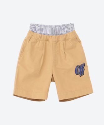 ＜三越伊勢丹/公式＞ Off-White Kids (Baby & Kids)/オフホワイト キッズ (Baby & Kids) ベースボールロゴダブルウエストバンドショーツ BEIGE BLUE パンツ・ズボン【三越伊勢丹/公式】