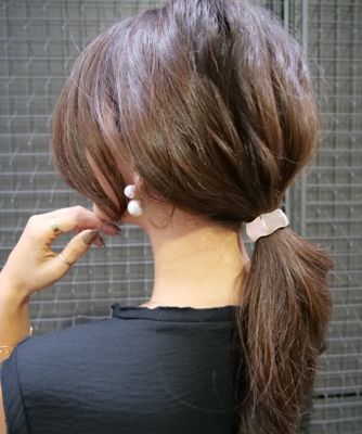 フランスラックス パールバー カフポニー（ゴールド） - ヘアアクセサリー