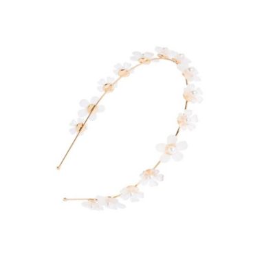 ＜FRANCE LUXE (Women)＞サマー　ブルームス　ヘッドバンド　ゴールド／ホワイト　６３９７０９６２７８１４