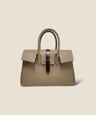 ＜BROOKLYN MUSEUM (Men)＞シュリンクレザー×クロコパターンレザー　ヴォヤージュＭバッグ　６９３０３１