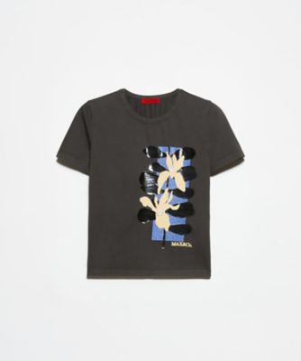 marimekko フラワープリント Tシャツ カスタ フラワー プリント ディテール スリム フィット Tシャツ