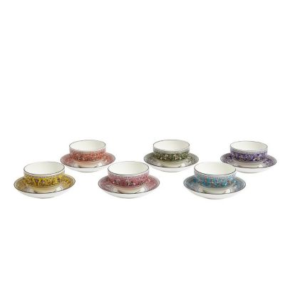 ＜WEDGWOOD＞フロレンティーン　ティーボウル＆ソーサー　６色セット