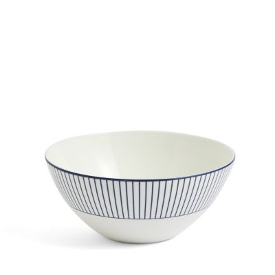＜WEDGWOOD＞ジオ　ブルー　ボウル１６ｃｍ　ピンストライプ　ホワイト