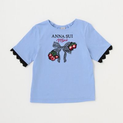 ANNA SUI mini 裏毛 チェリーレースネコ刺しゅうTシャツ 130 - キッズ