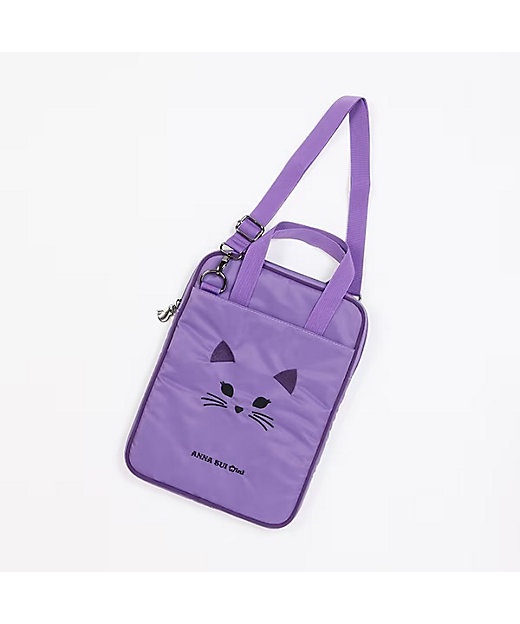  スイ・ミニ ネコ縦型タブレットケース パープル ハンドバッグ