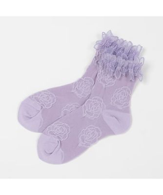 ＜ANNA SUI mini (Baby&Kids)＞花レースつきバラ柄クルーソックス