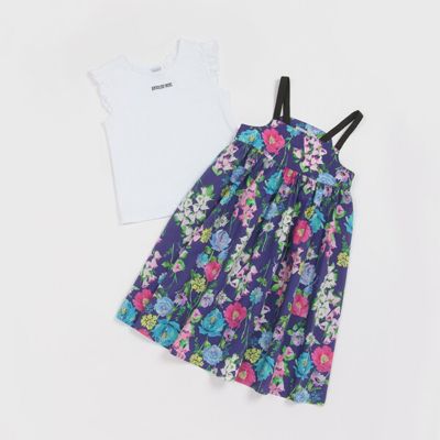 半袖Tシャツ＋ベルフラワー柄ジャンパースカート | ファッション・服 