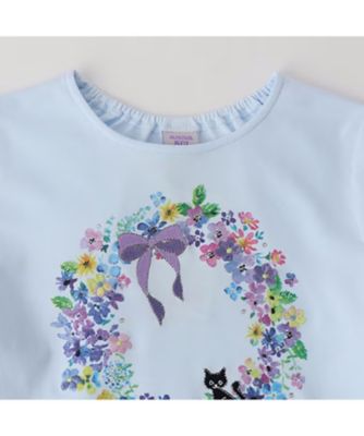フラワーリース猫プリント長袖Ｔシャツ　７１５１２２３