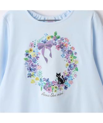 フラワーリース猫プリント長袖Ｔシャツ　７１５１２２３