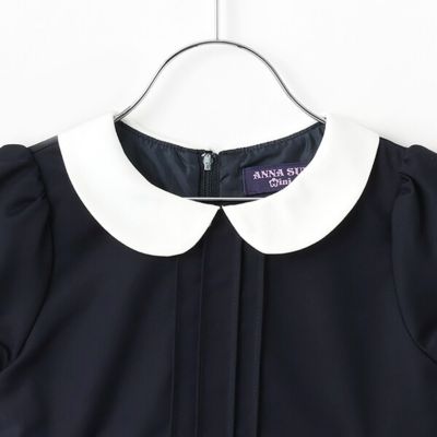 裾刺繍半袖無地ワンピース　７１５１３５３
