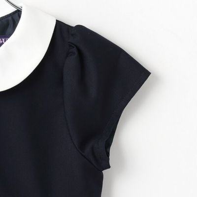 裾刺繍半袖無地ワンピース　７１５１３５３