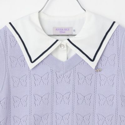 ニットベスト＋シャツワンピース　７１５１３５８