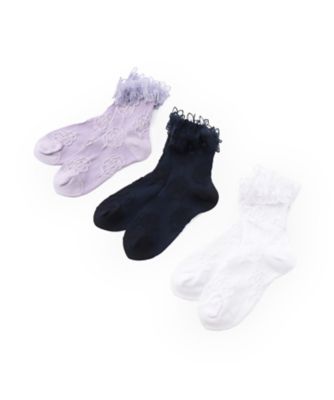 花レース付バラ柄クルーソックス 7161480 | ANNA SUI mini