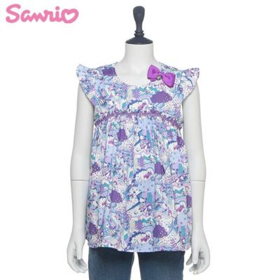 【Ｓａｎｒｉｏ　ｘ　Ｌｉｂｅｒｔｙ　Ｆａｂｒｉｃｓ】リボンクリップつき　袖フリルチュニック