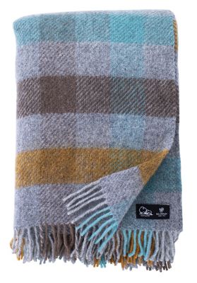＜KLIPPAN＞ウールスロー　ゴットランド　ウール混　マルチ　ターコイズ