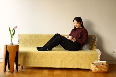 リサイクルウール混スロー グースアイ イエロー | KLIPPAN