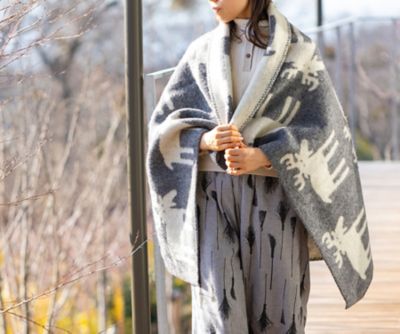 ウールハーフブランケット ムース グレー（ステッチあり） | KLIPPAN