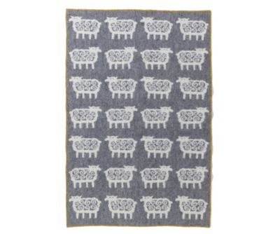 ウールハーフブランケット ヒツジ ライトグレー（ステッチあり