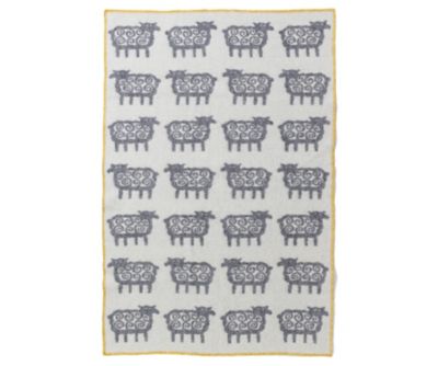 ウールハーフブランケット ヒツジ ライトグレー（ステッチあり