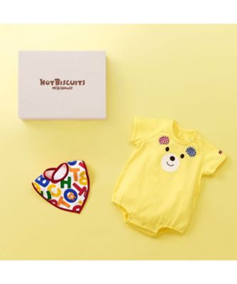 ＜HOT BISCUITS MIKIHOUSE (Baby&Kids)＞顔ドン！ボディシャツ＆スタイセット　ＢＯＸ付き　７４－９９３２－１４３
