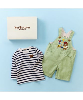＜HOT BISCUITS MIKIHOUSE (Baby&Kids)＞オーバーオール＆Ｔシャツセット　ＢＯＸ付き　７４－９９３６－１４５